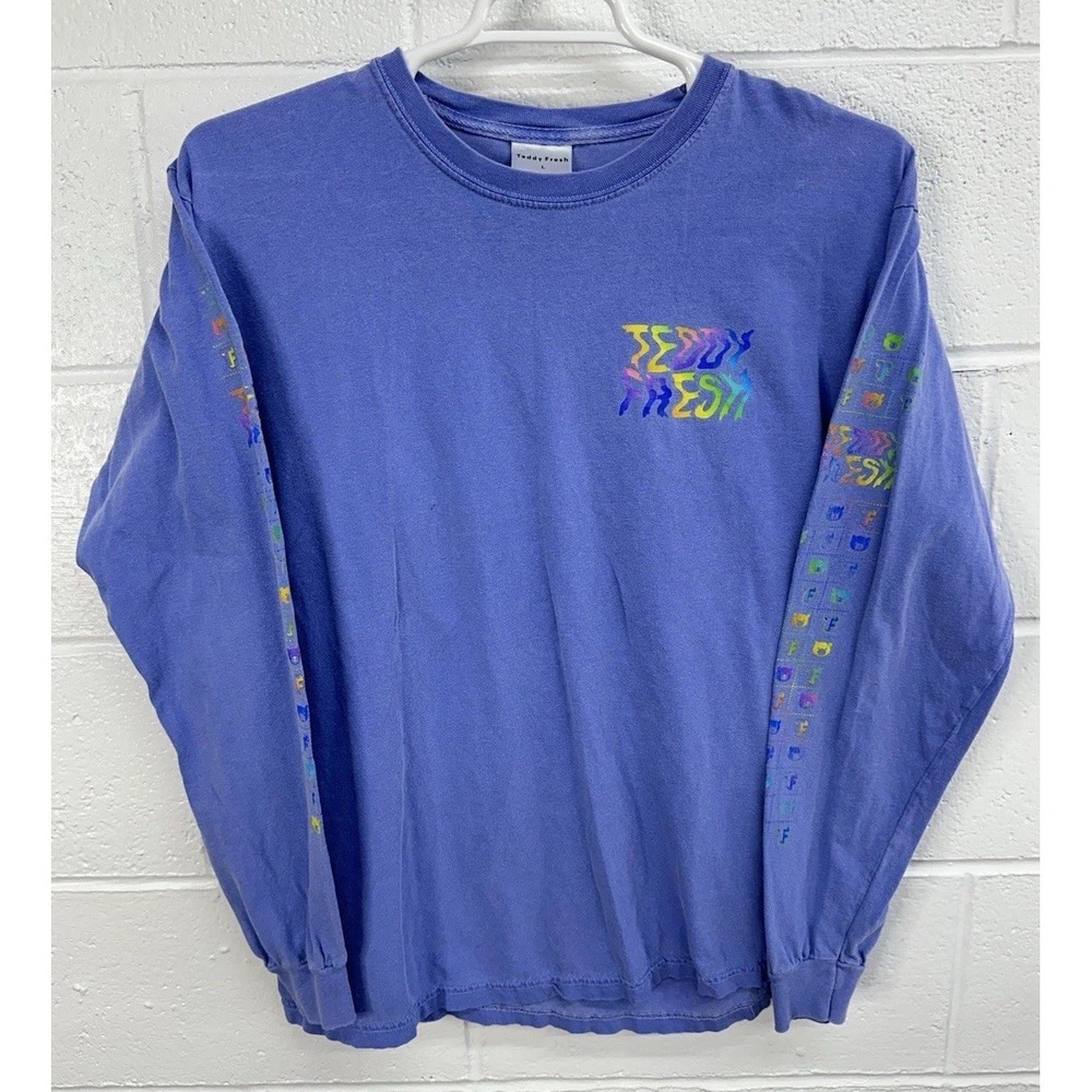 Teddy Fresh Long Sleeve Tee Purple Acid Trip Graphic / Mens Large